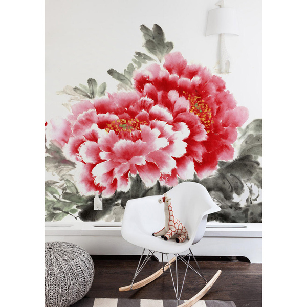 Fotobehang Handgeschilderde Chinese rozen