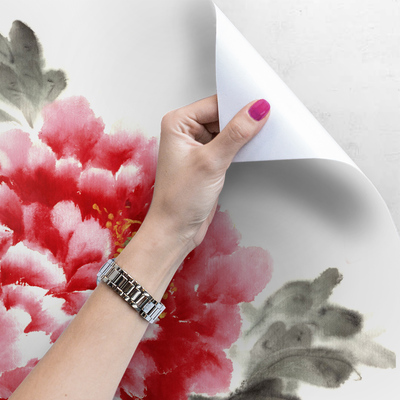 Fotobehang Handgeschilderde Chinese rozen