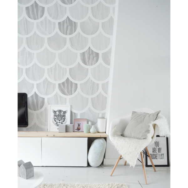 Fotobehang Grijze zeemeerminschubben