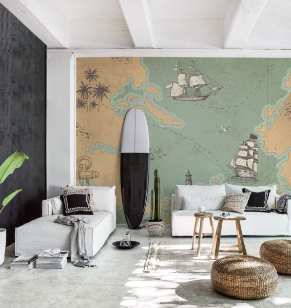 Fotobehang Schatkaart