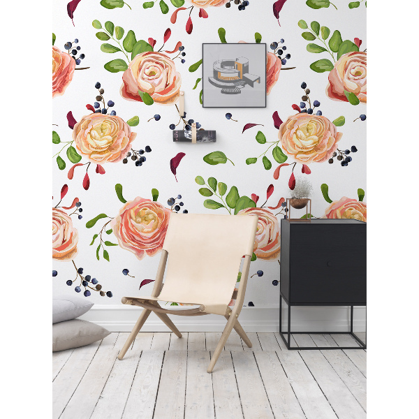 Fotobehang Rozen tussen de bessen