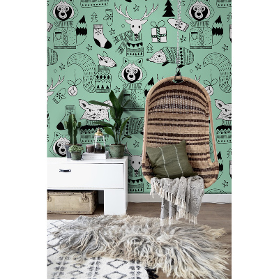 Fotobehang Kerstmis Vrolijke Dieren