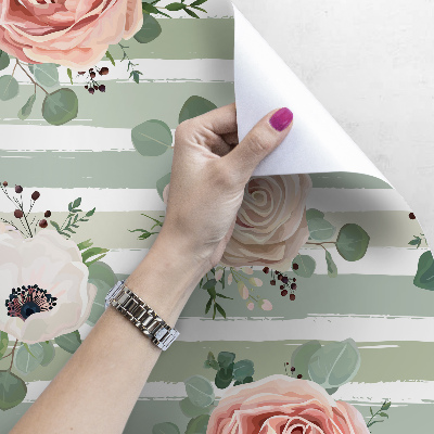 Fotobehang Rozen op een gestreepte achtergrond