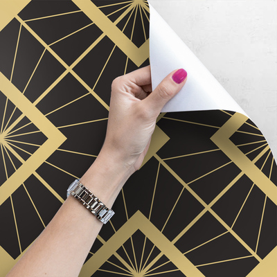 Fotobehang Goud - de zwarte magie van vierkanten