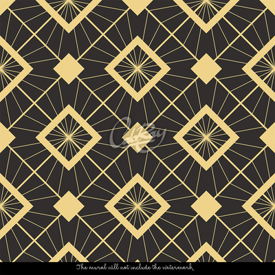 Fotobehang Goud - de zwarte magie van vierkanten