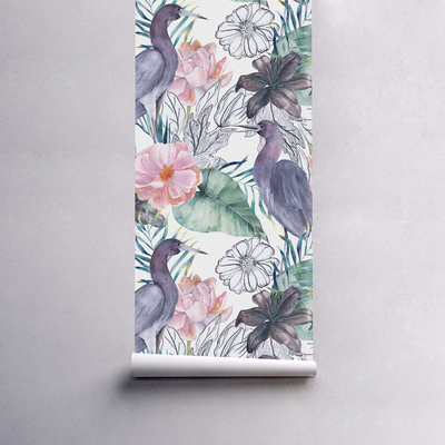 Fotobehang In de tuin van Eden vol vogels