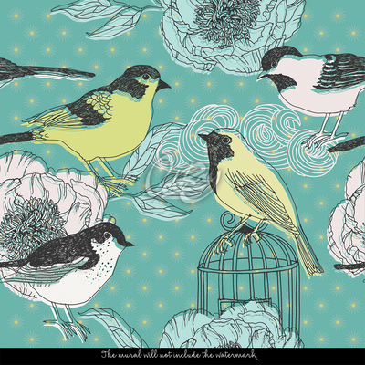 Fotobehang Het verhaal van de vogels die uit de kooi ontsnapten