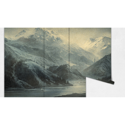 Fotobehang Ontspan met uitzicht op de met sneeuw bedekte bergen