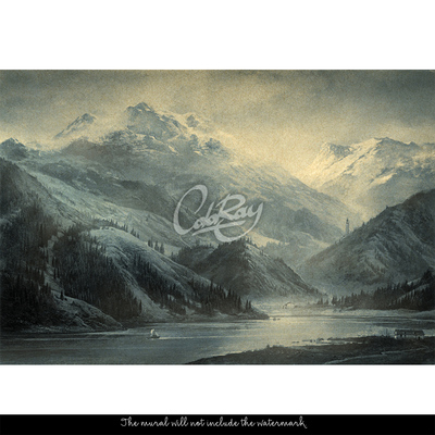 Fotobehang Ontspan met uitzicht op de met sneeuw bedekte bergen