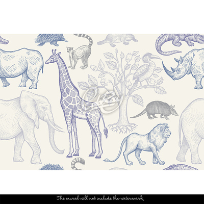 Fotobehang Een dierentuin met honderd dieren