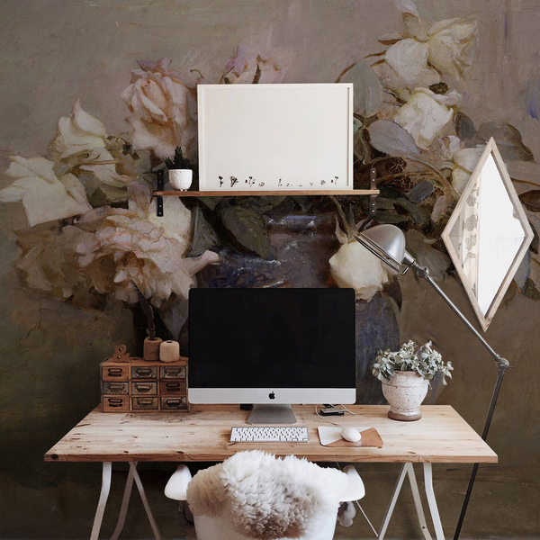 Fotobehang Magische vaas vol rozen