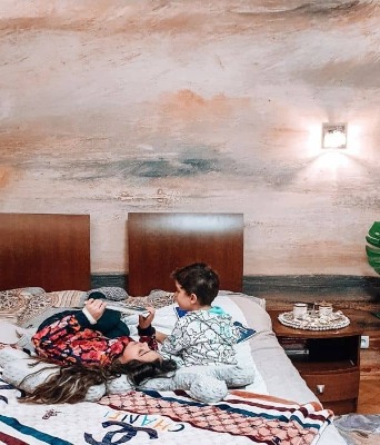 Fotobehang Warm landschap in de ochtend