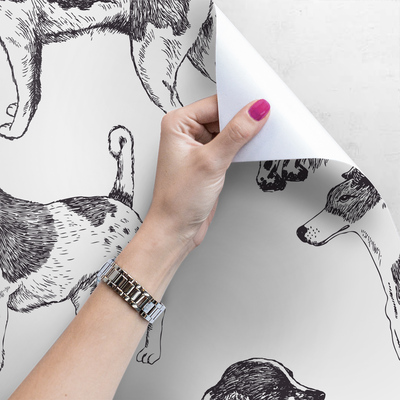 Fotobehang Zwart-witte honden