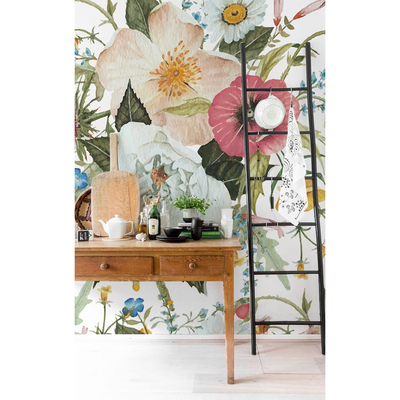 Fotobehang Thee- en bloemenpauze