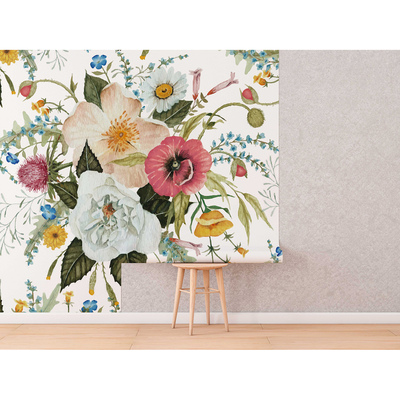 Fotobehang Thee- en bloemenpauze