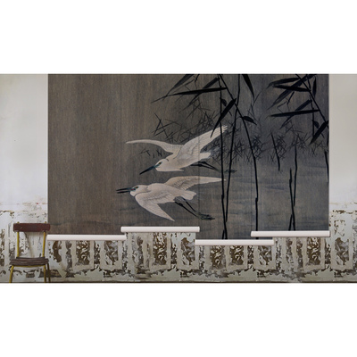 Fotobehang Chinese zilverreigers op het meer