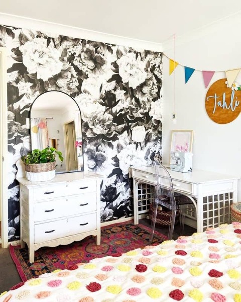 Fotobehang Pioenroos Grijs