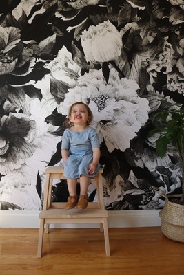 Fotobehang Pioenroos Grijs