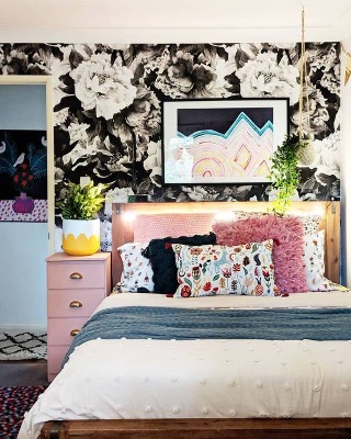 Fotobehang Pioenroos Grijs