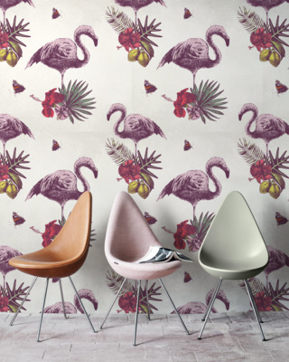 Fotobehang Vintage flamingo's