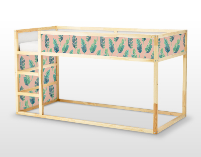 Ikea kura stickers Groene bladeren op een perzikachtergrond