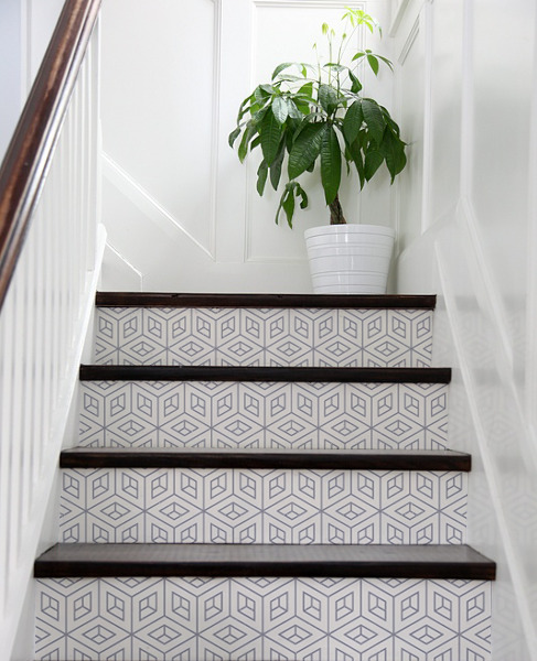 Zelfklevende trapfolie Ruimtelijke vierkanten