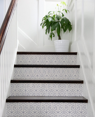 Zelfklevende trapfolie Ruimtelijke vierkanten