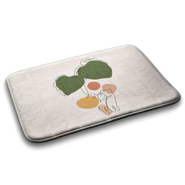 Badkamer mat Monstera katten