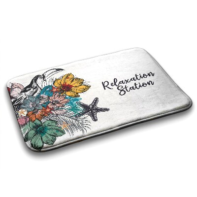 Badkamer mat Vogels Bloemen