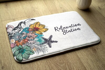 Badkamer mat Vogels Bloemen