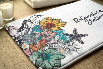 Badkamer mat Vogels Bloemen