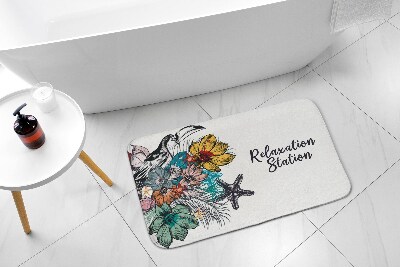 Badkamer mat Vogels Bloemen