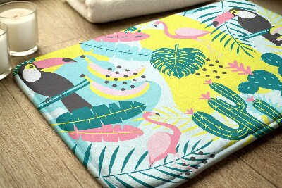 Badmat Vogels Planten Abstractie