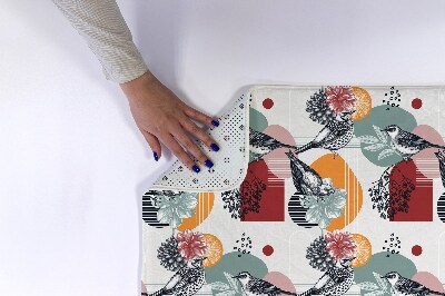 Luxe badmat Vogels Bloemen Patroon