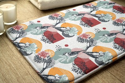 Luxe badmat Vogels Bloemen Patroon