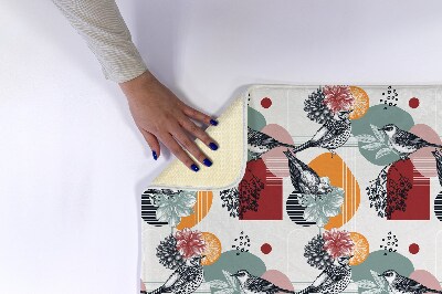 Luxe badmat Vogels Bloemen Patroon