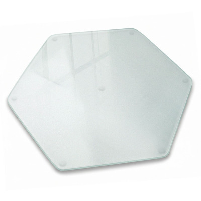 Glazen snijplank hexagonaal halfdoorzichtig