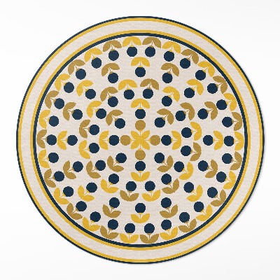 Vinyl vloerkleed rond Kleine bloemen en bladeren in een regelmatig patroon