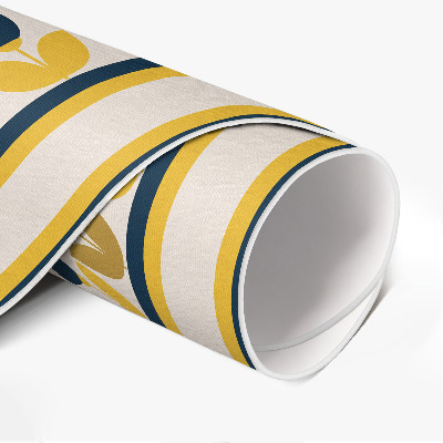 Vinyl vloerkleed rond Kleine bloemen en bladeren in een regelmatig patroon