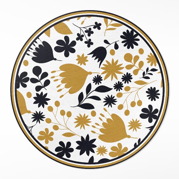 Vinyl vloerkleed rond Illustratie van bloemen en bladeren in een weide