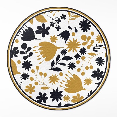 Vinyl vloerkleed rond Illustratie van bloemen en bladeren in een weide