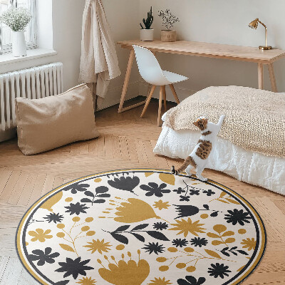 Vinyl vloerkleed rond Illustratie van bloemen en bladeren in een weide