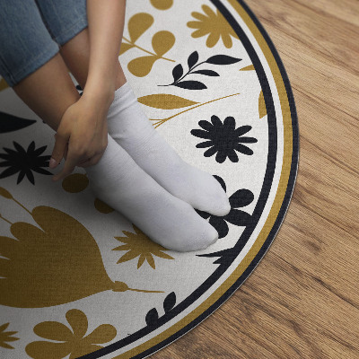 Vinyl vloerkleed rond Illustratie van bloemen en bladeren in een weide