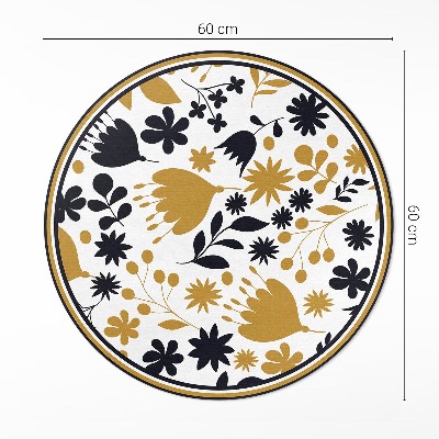 Vinyl vloerkleed rond Illustratie van bloemen en bladeren in een weide