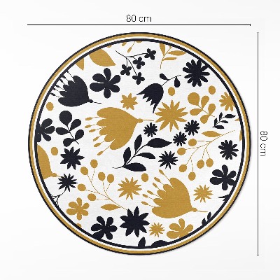 Vinyl vloerkleed rond Illustratie van bloemen en bladeren in een weide