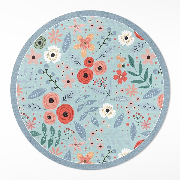 Rond pvc tapijt Pastelkleurige bloemenillustratie