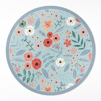 Rond pvc tapijt Pastelkleurige bloemenillustratie