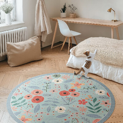 Rond pvc tapijt Pastelkleurige bloemenillustratie