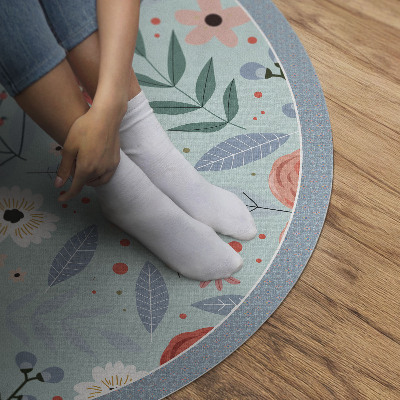 Rond pvc tapijt Pastelkleurige bloemenillustratie