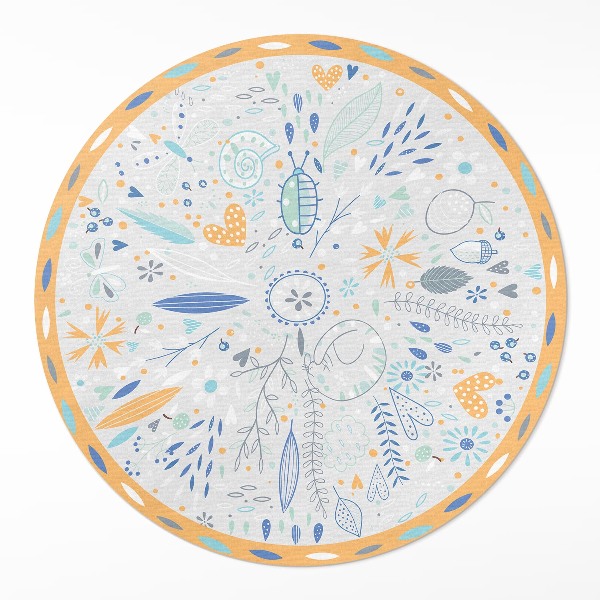 Vinyl vloerkleed rond Wilde bloemen in pastelkleuren